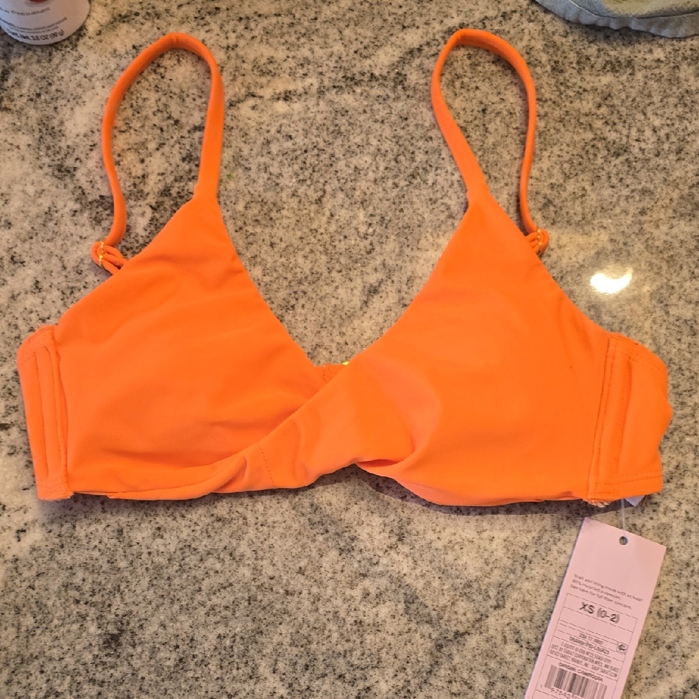 Wild Fable Neon Orange Twist Front Bikini Top